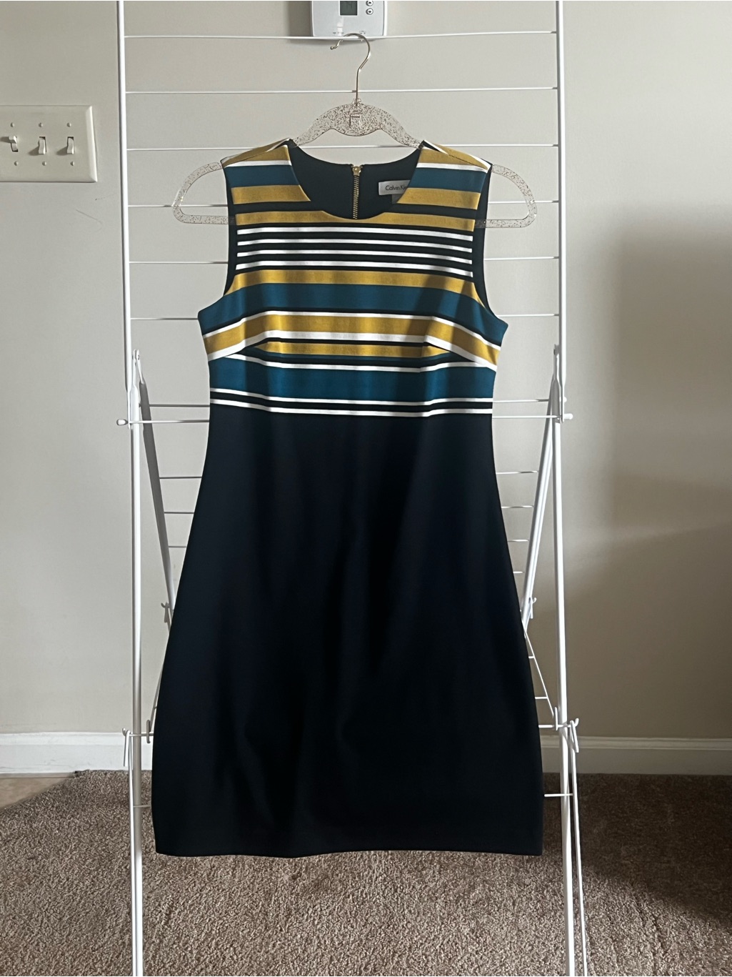 Calvin Klein Striped Colorblock Sleeveless Sheath Dress